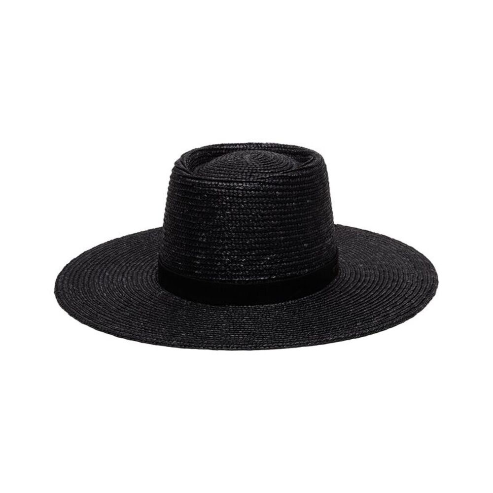 Wyeth Everly Straw Boater Hat, Black